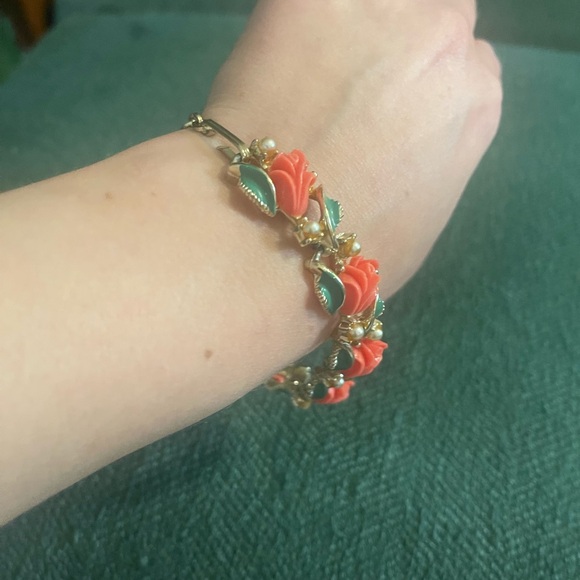 Enamel Rose Bracelet with Gold Accents - Picture 8 of 9